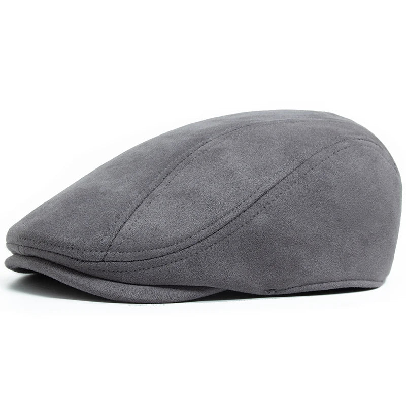 Men's Suede Beret – Flat Visor Cap