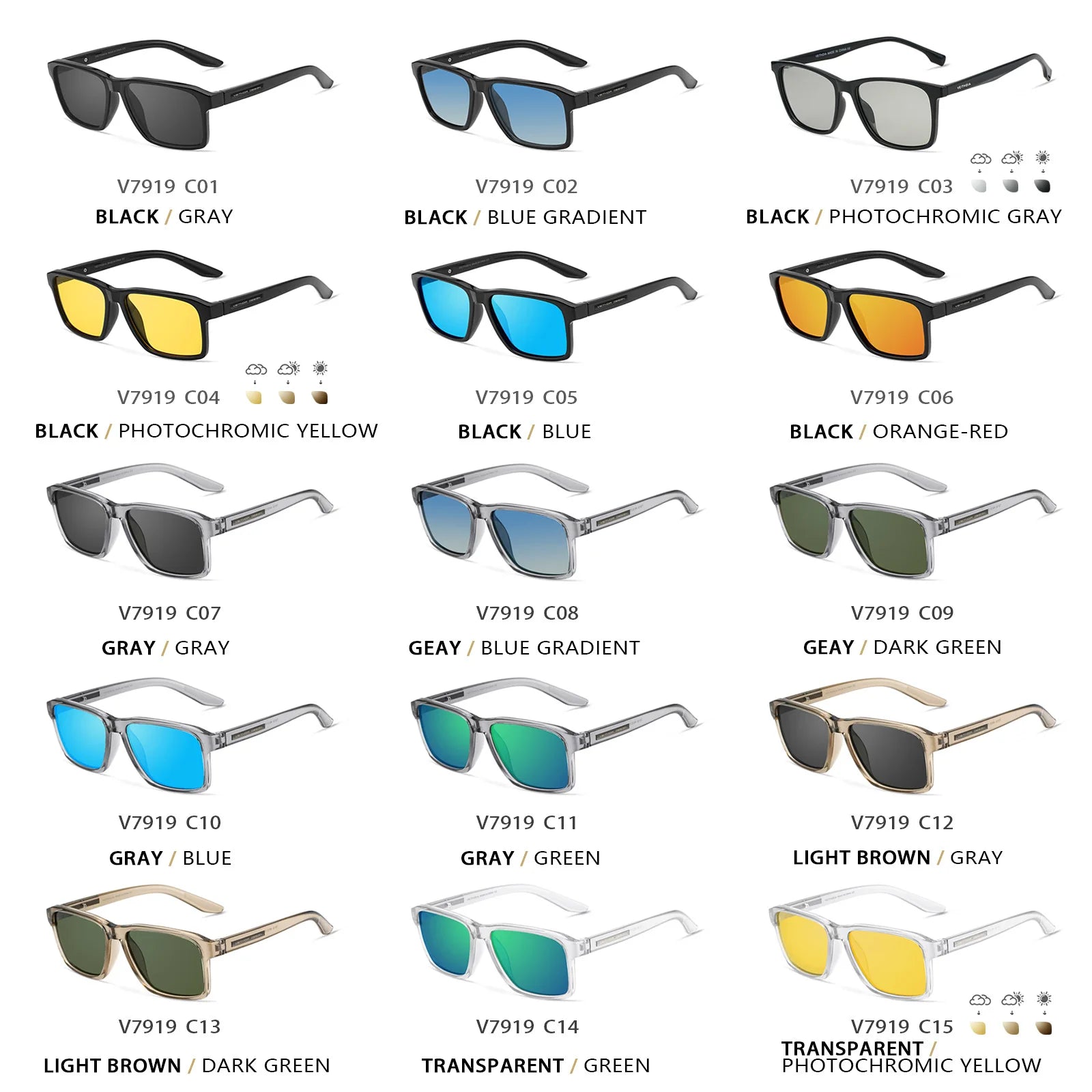 VEITHDIA Polarized Sunglasses | Square TR-90 Frame | UV400