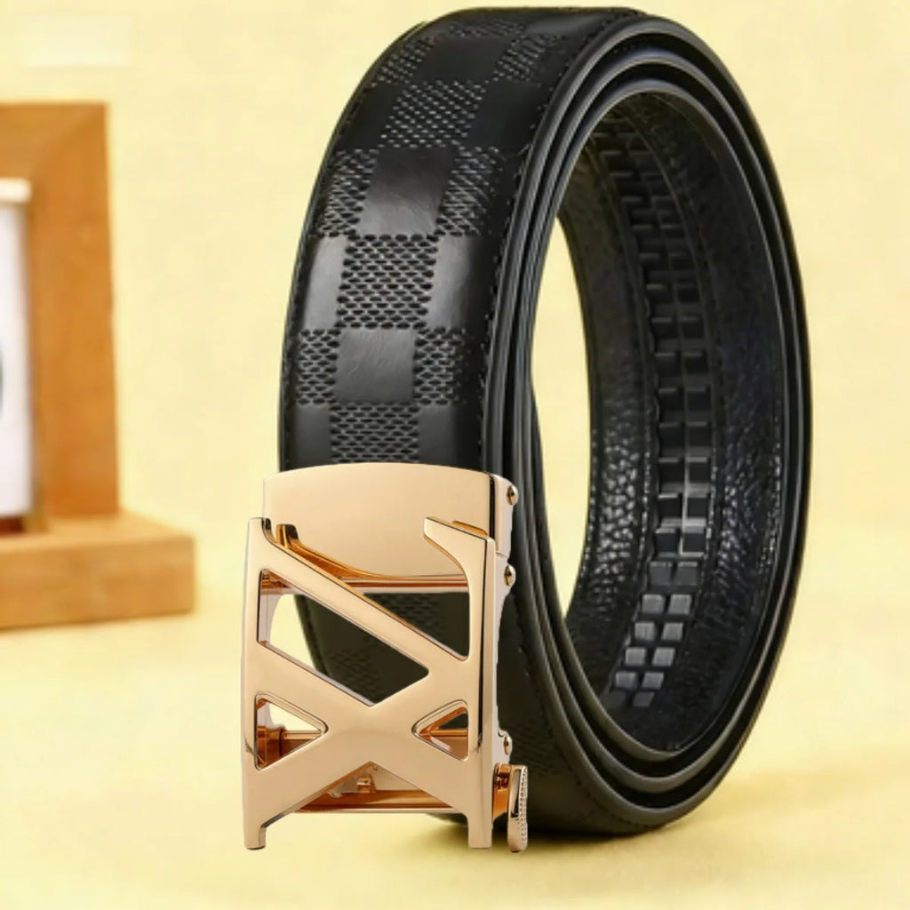 Men's Automatic Buckle Belt – Gold, Silver & Black Finish