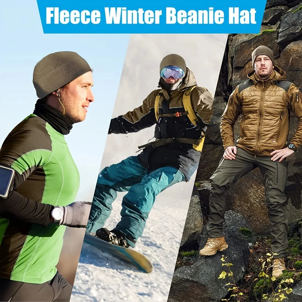 Unisex Windproof Polar Fleece Beanie – Warm Knit Skull Cap for Winter, Skiing & Cycling