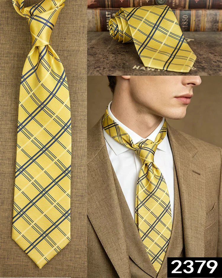 Men's 100% Silk Jacquard Necktie – Geometric, Floral, Checked & Solid