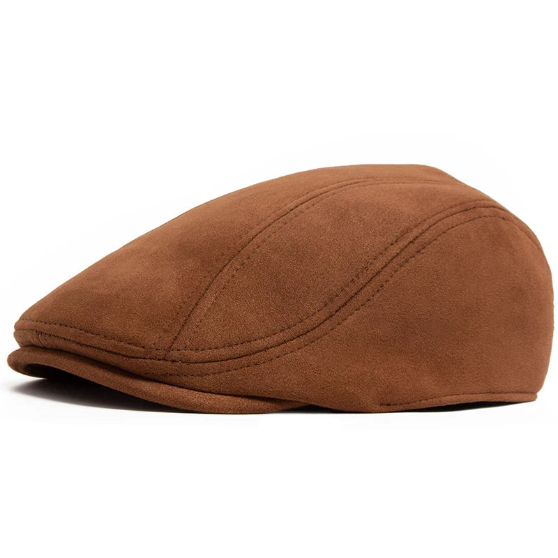 Men's Suede Beret – Flat Visor Cap