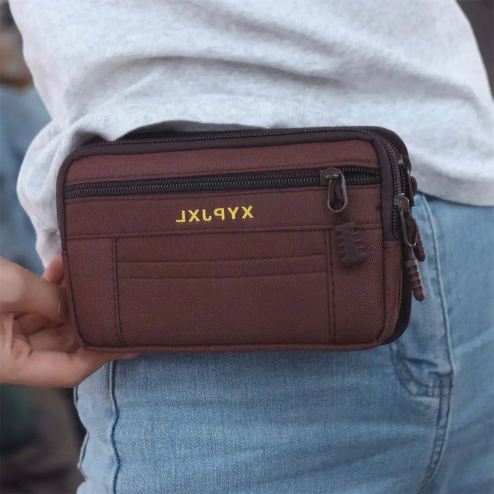Men's Canvas Bum Bag – Multi-Compartment Waist Pack with Phone Holder
