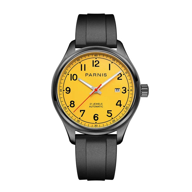 PARNIS Men Automatic Watch 43MM Luxury Mens Watches Self Wind Mechanical Wristwatch Military 50M Waterproof Relogio Miyota 821A