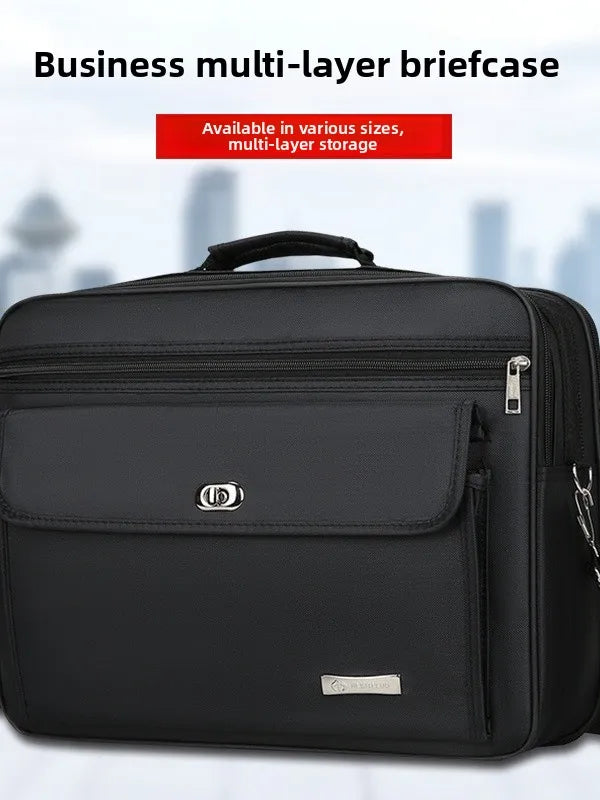Large Capacity Oxford Cloth Business Men's Crossbody Bag Casual Handheld Briefcase Multi-layer Single Shoulder Backpack
