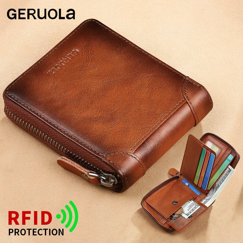 GERUOLA Genuine Leather Zip-Around Organiser Wallet