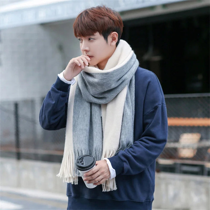 Men's Patchwork Striped Knit Scarf