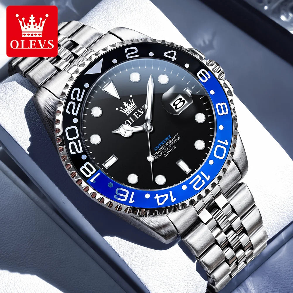 OLEVS 5657 Original Men's Watches Luxury Top Brand Diving Series Stainless Steel Waterproof Luminous Calendar Men's Wristwatches