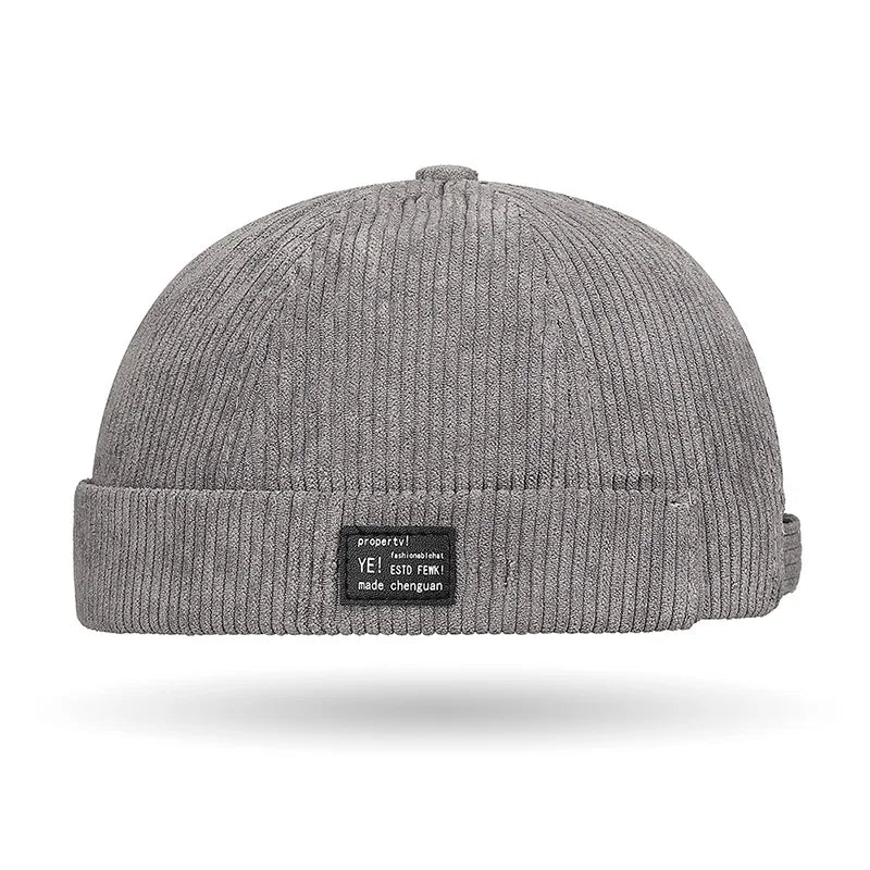 Men's Corduroy Brimless Cap | Striped Velvet Skull Cap