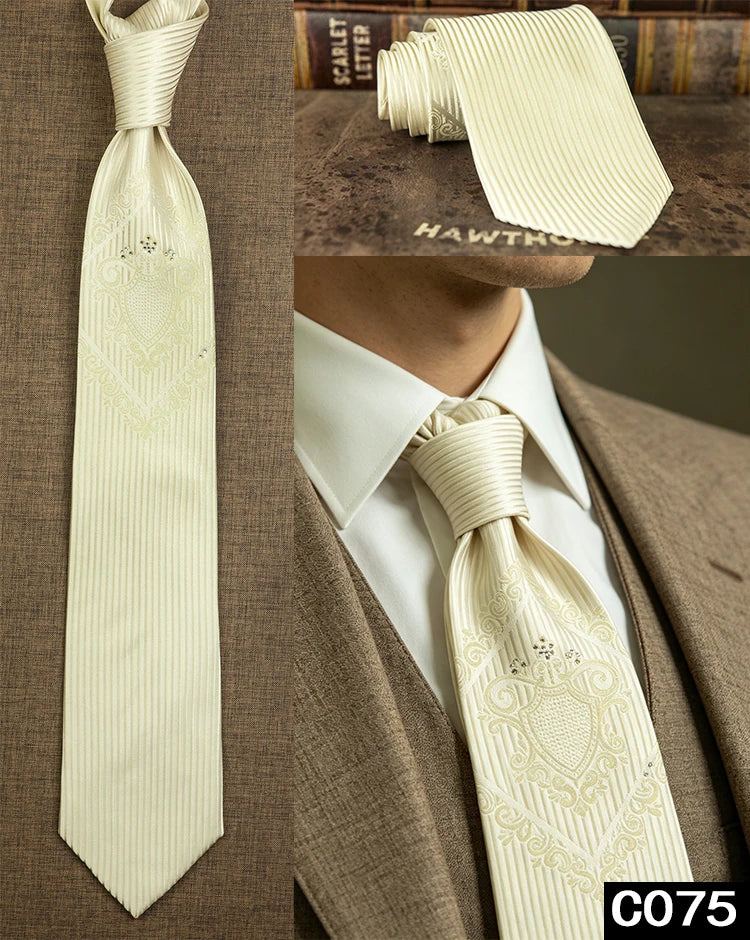 Men's Rhinestone Silk Jacquard Necktie – Paisley & Geometric | High-End