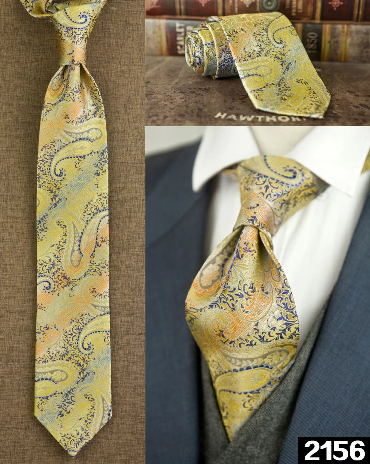 Men's 100% Silk Jacquard Necktie – Paisley, Abstract & Geometric Patterns