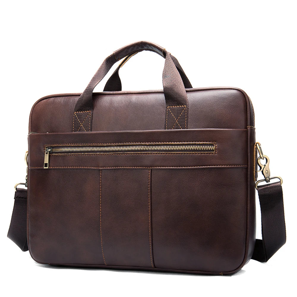 LACHIOUR Genuine Leather Laptop Bag – Business Messenger & Crossbody | Men's