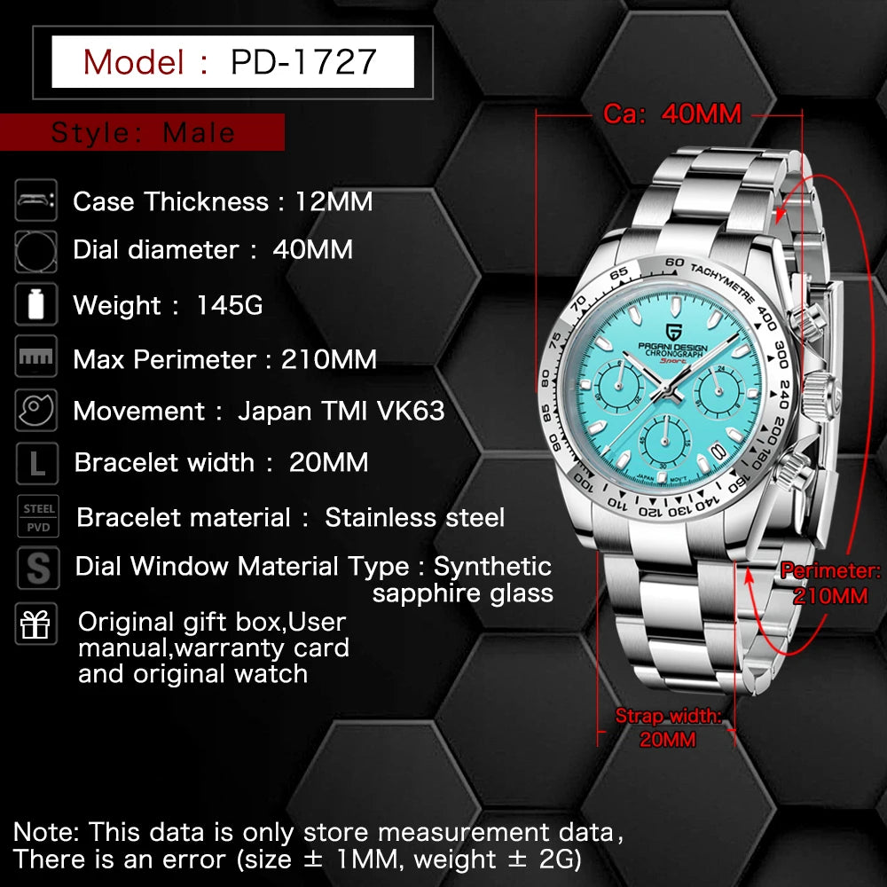Pagani Design PD-1727 Men's Chronograph Watch | VK63 | Sapphire Crystal | 10ATM