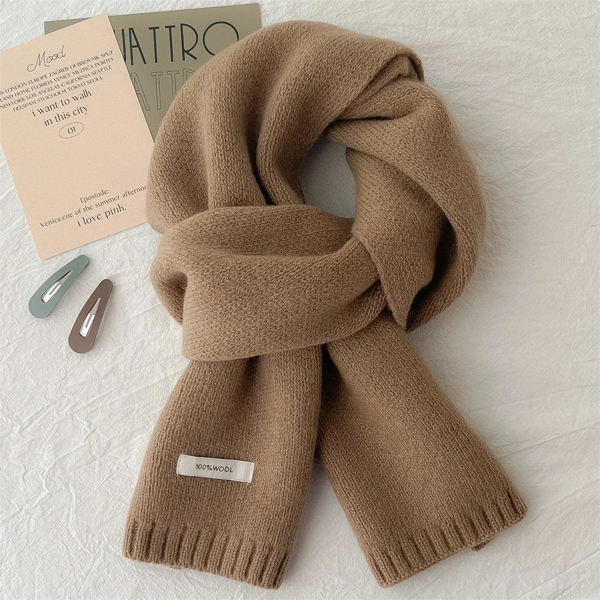 Wool Knit Long Scarf