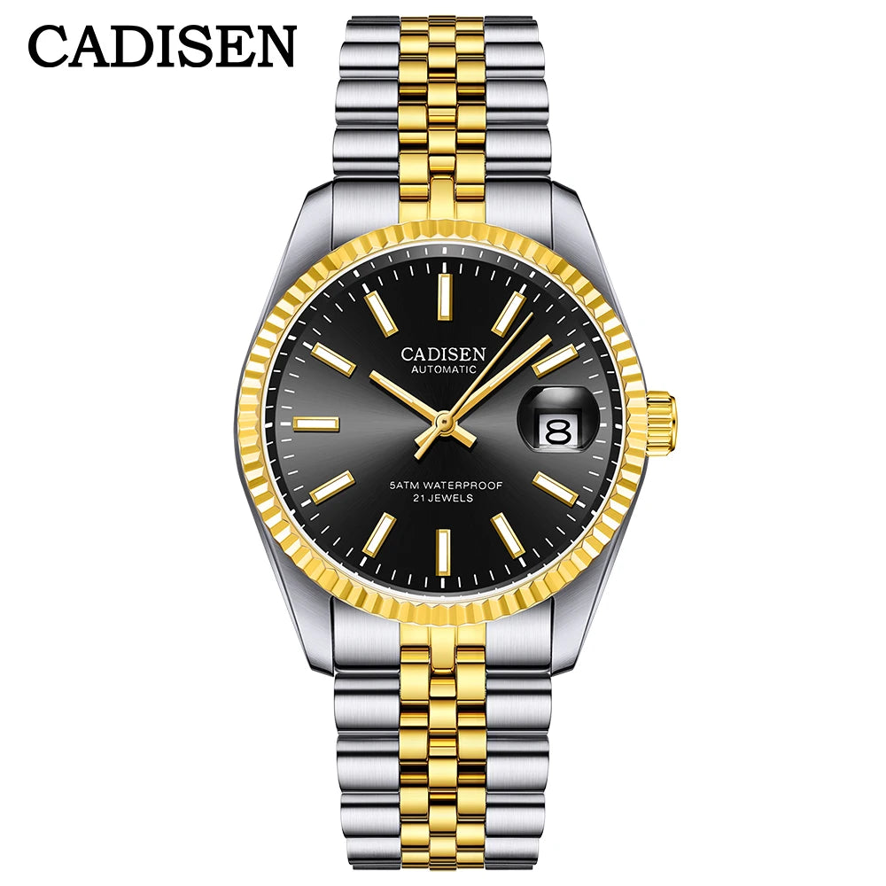 Cadisen C8053 Automatic Watch – Miyota 8215, Sapphire Crystal, Gold & Steel Finish