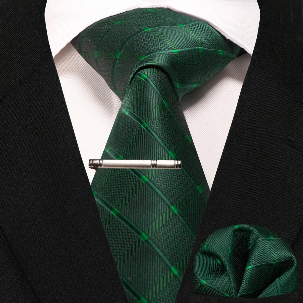 Men's Plaid Necktie Set – Tie, Pocket Square & Clip | 8cm