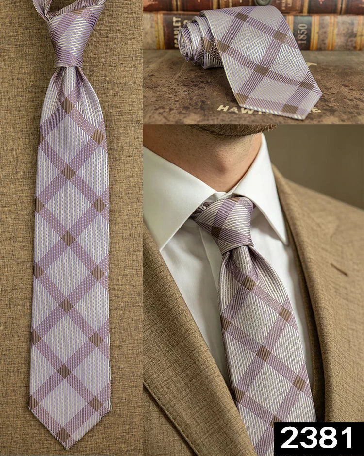 Men's 100% Silk Jacquard Necktie – Geometric, Floral, Checked & Solid
