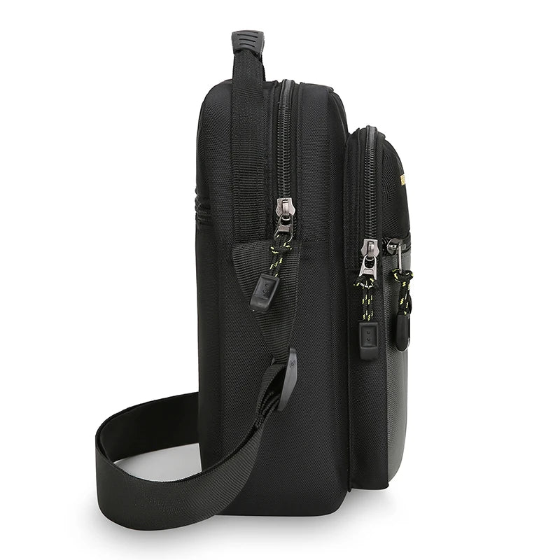 Men's Nylon Multi-Pocket Crossbody Bag – Large Capacity Shoulder Bag for Business & Daily Use