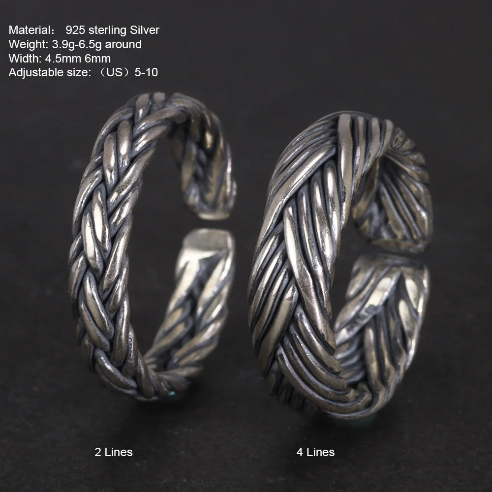 S925 Sterling Silver Braided Ring — Viking Band