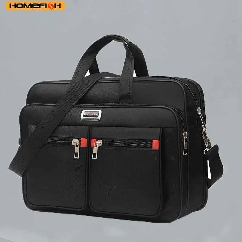 HOMEFISH Multi-pocket Portable Business Handbag for Men, Large Capacity Versatile Shoulder Briefcase for Daily Work & Casual Use