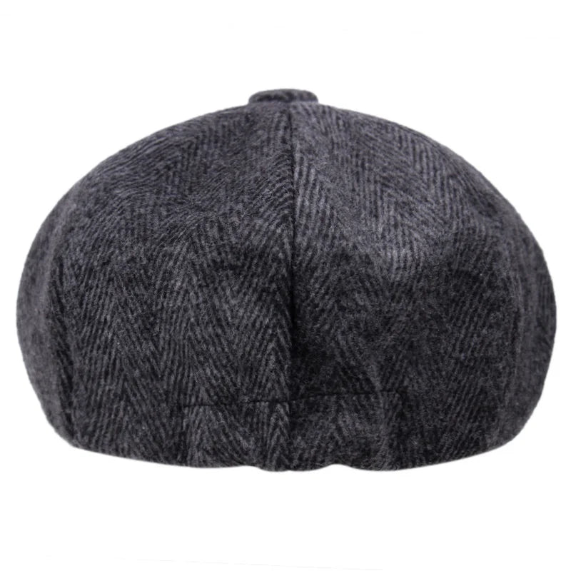 Men's Herringbone Tweed Flat Cap – Wool Blend