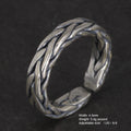 S925 Sterling Silver Braided Viking Ring — Adjustable Band