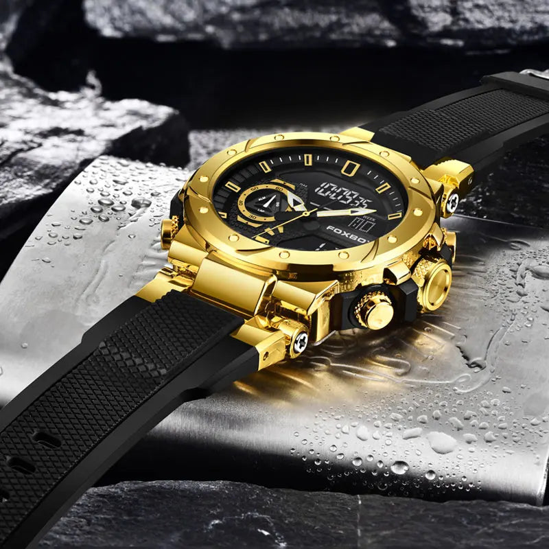 LIGE FB0056 Men's Dual Display Sport Watch | Military Style | 5ATM | Chronograph