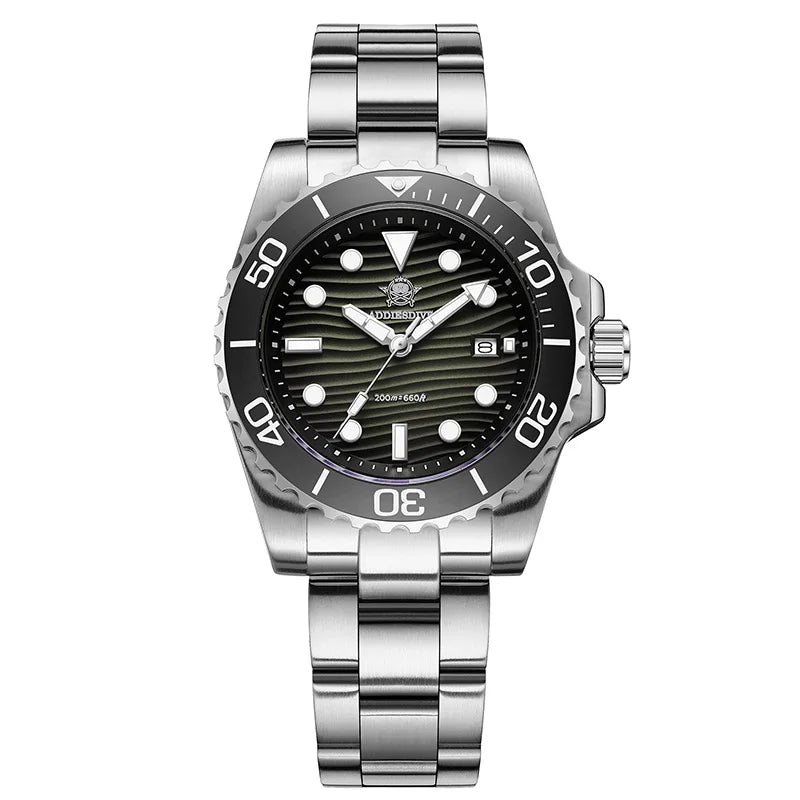 ADDIESDIVE AD2537 Quartz Dive Watch – 3D Desert Texture Dial, BGW9 Lume, 200m Water Resistant