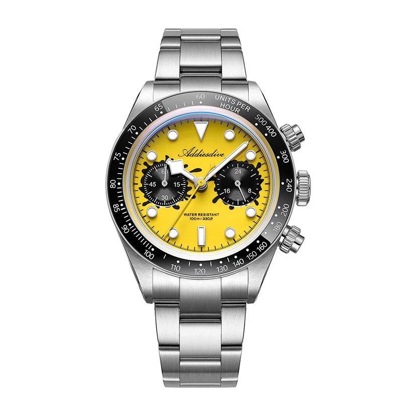ADDIESDIVE AD2520 Quartz Chronograph Watch – VK64, Ceramic Bezel, BGW9 Lume, 100m Water Resistant