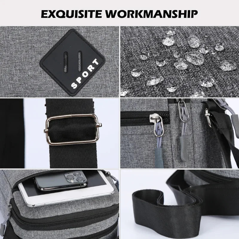 Men's Waterproof Canvas Messenger Bag – Small Crossbody Sling Pack for Work & Business