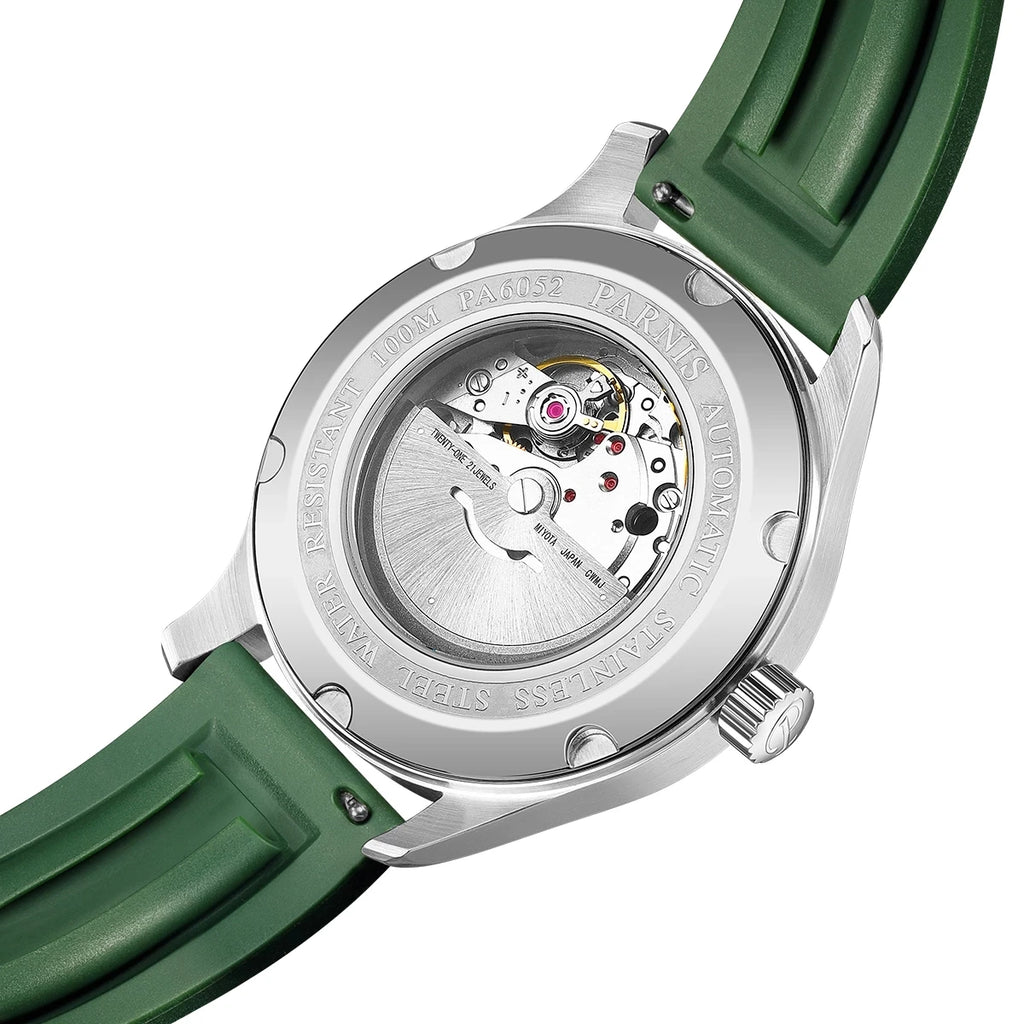 PARNIS Men Automatic Watch 43MM Luxury Mens Watches Self Wind Mechanical Wristwatch Military 50M Waterproof Relogio Miyota 821A