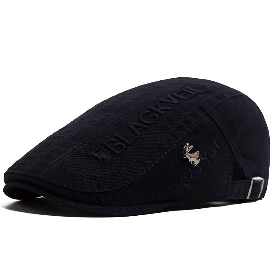 Unisex Cotton Beret with Rabbit Embroidery – Vintage Flat Cap & Newsboy for Spring & Summer