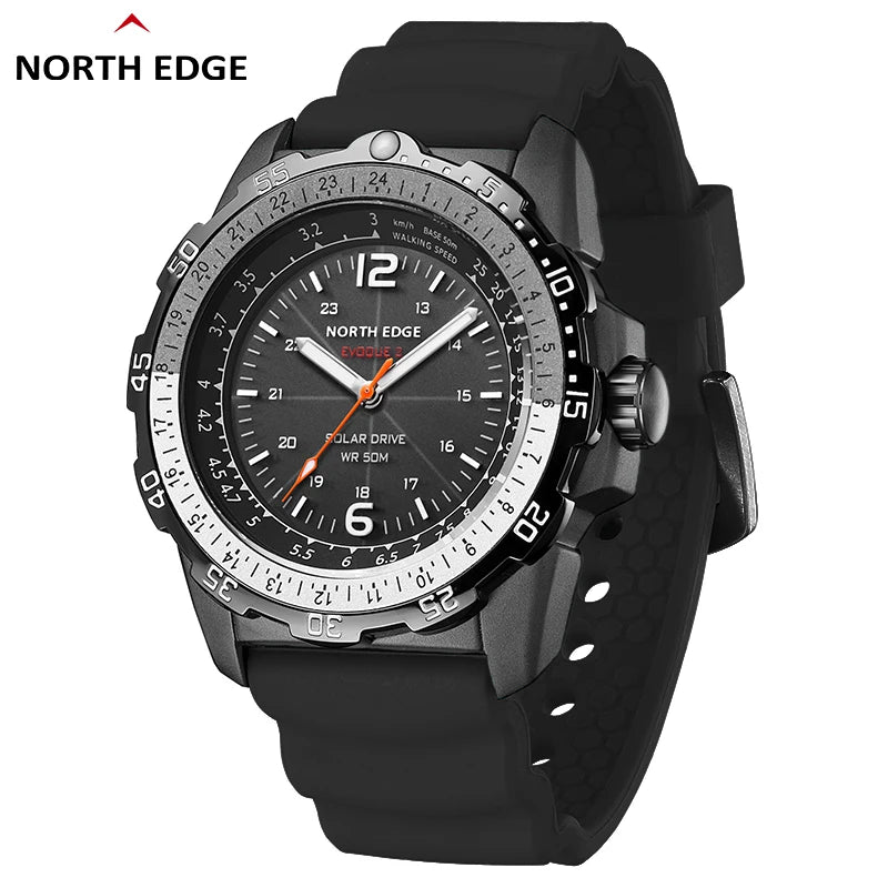 North Edge EVOQUE 2 Men's Solar Digital Watch | Military | 50M Water Resistant