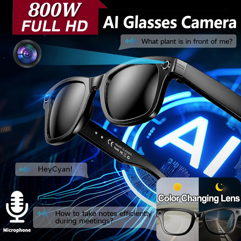 LIGE AI Smart Glasses – 8MP Camera, 4GB, 12-Hour Music, AI Translation, 42g, IP65