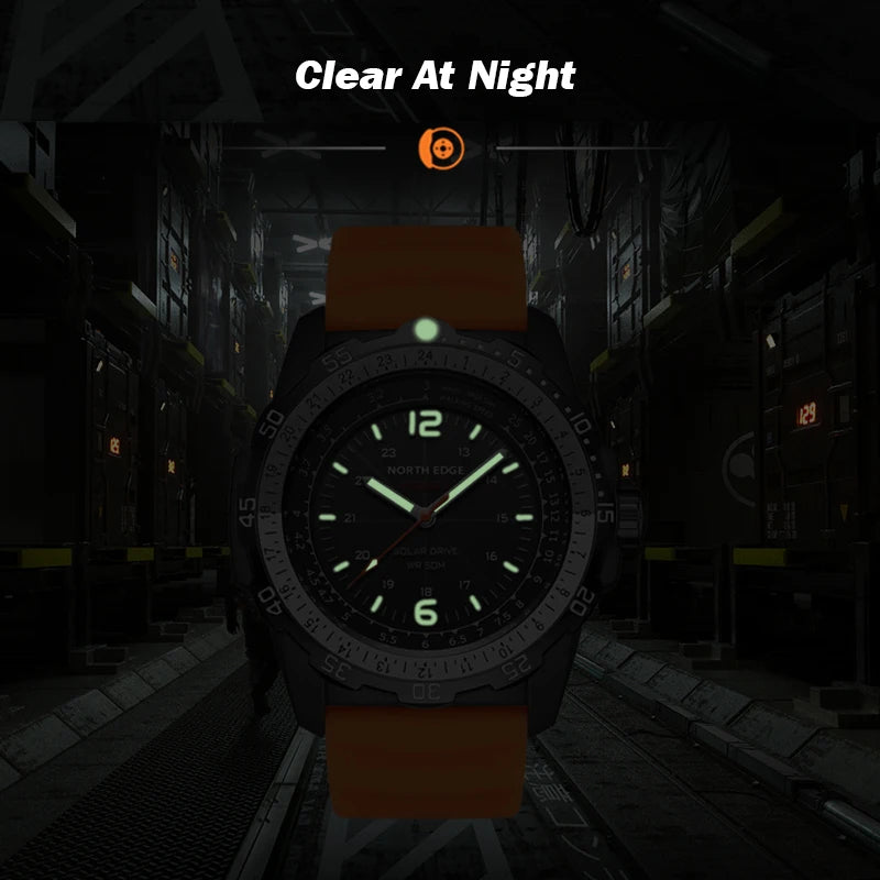 North Edge EVOQUE 2 Men's Solar Digital Watch | Military | 50M Water Resistant