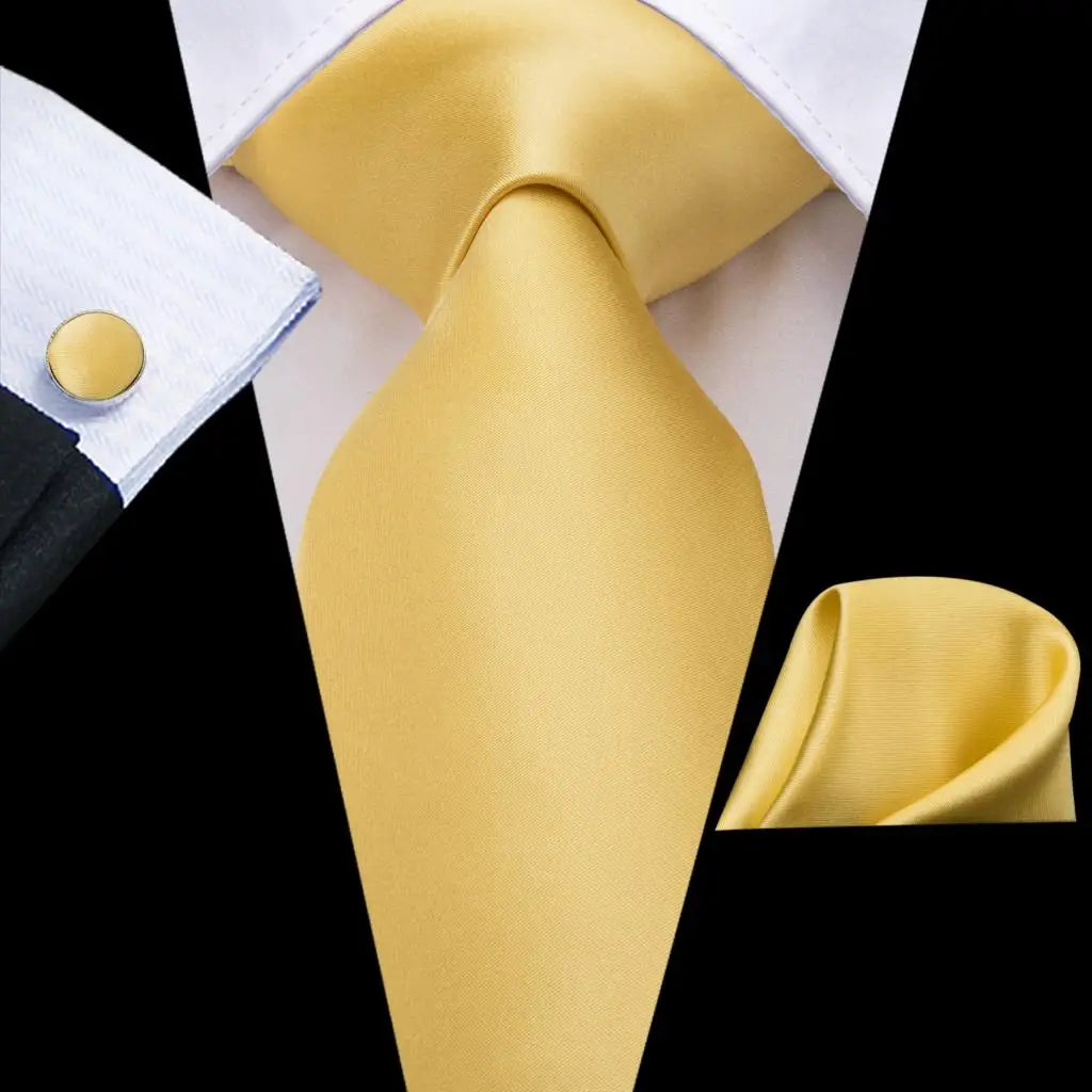 Hi-Tie Men's Necktie, Pocket Square & Cufflinks Set — Formal & Wedding