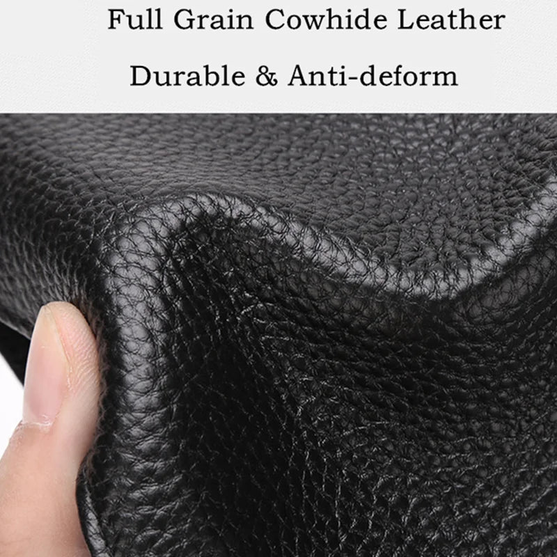 BISON DENIM Genuine Leather Slim Bifold Wallet