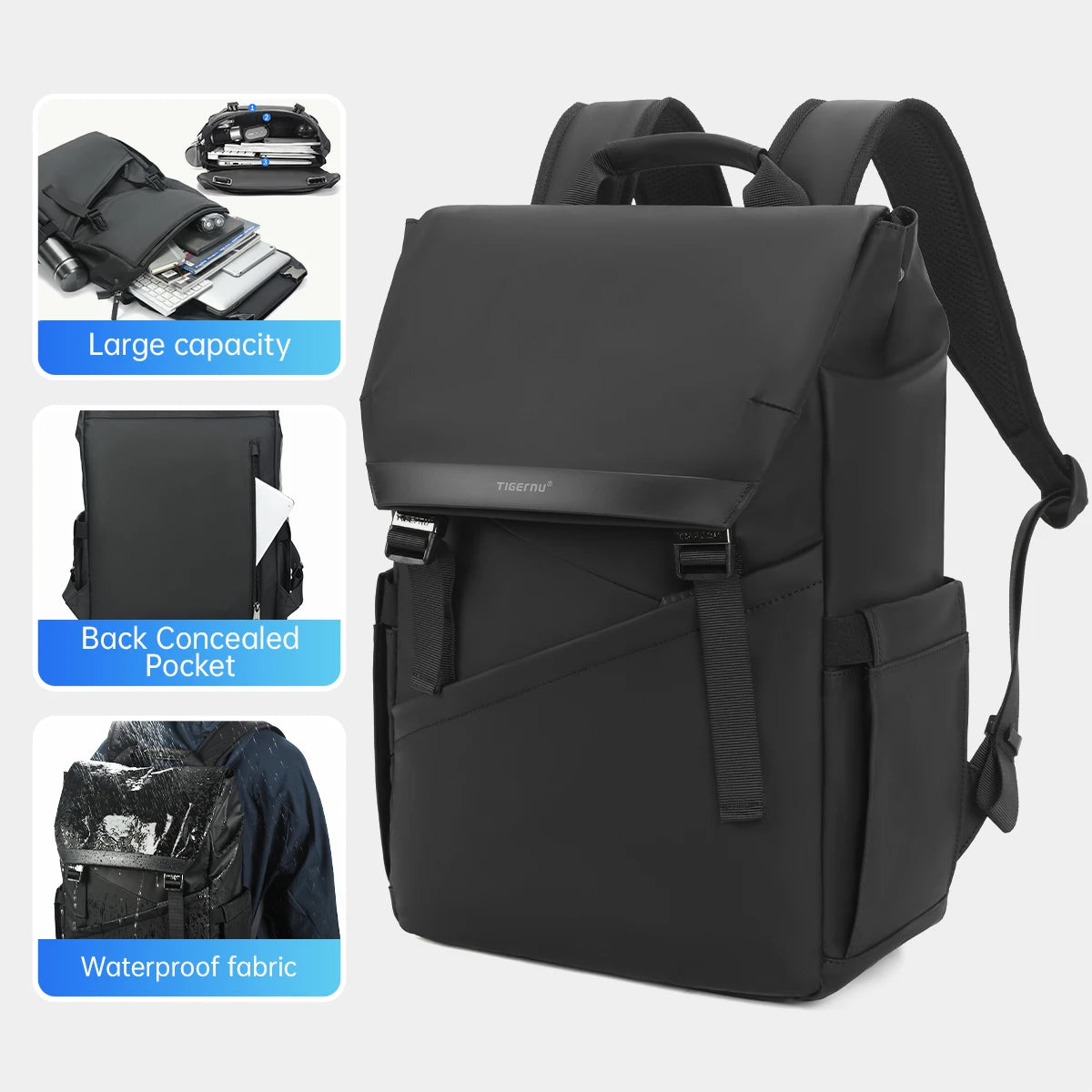 Tigernu TPU Fashion Backpack – Slim 16L, Anti-Theft, Waterproof, 15.6" Laptop