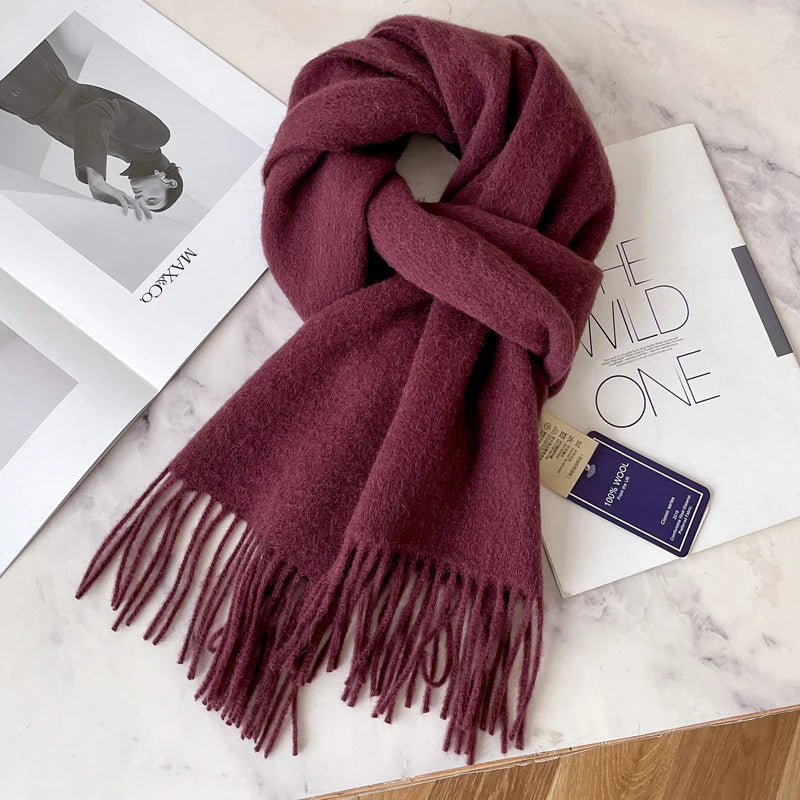 Unisex Wool Narrow Scarf