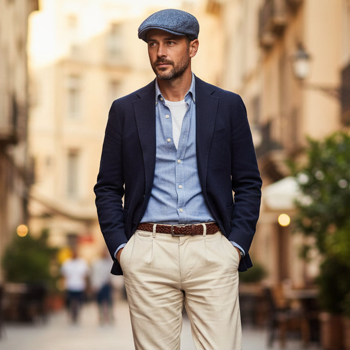 Men's Cotton Linen Flat Cap – Lightweight Beret Style