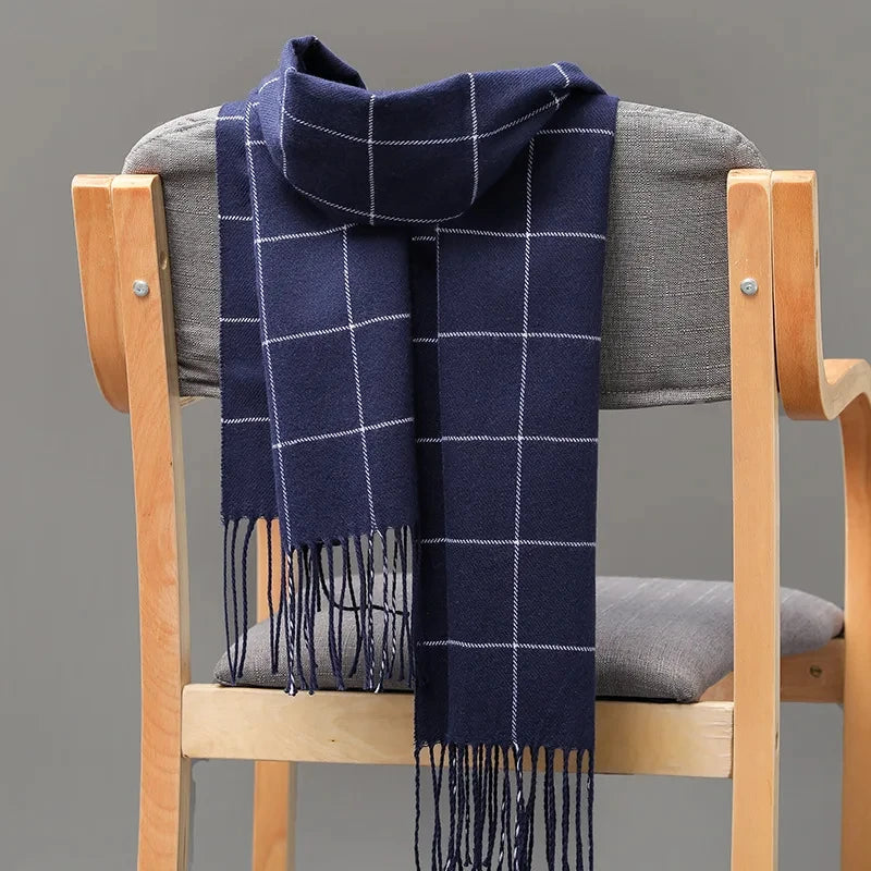 Plaid Cashmere-Feel Scarf – Warm Pashmina Shawl & Wrap | Men's