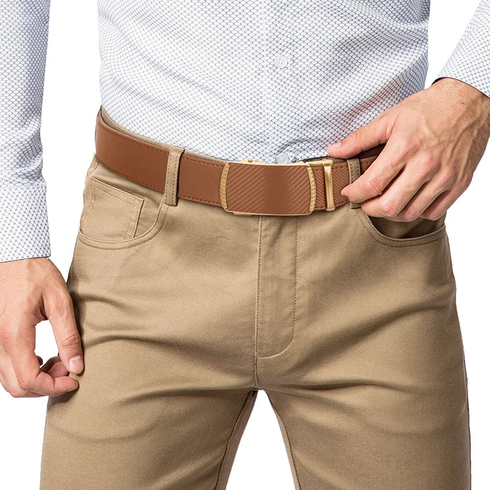 Unisex Leather Automatic Buckle Belt – 11 Colours, 3 Sizes