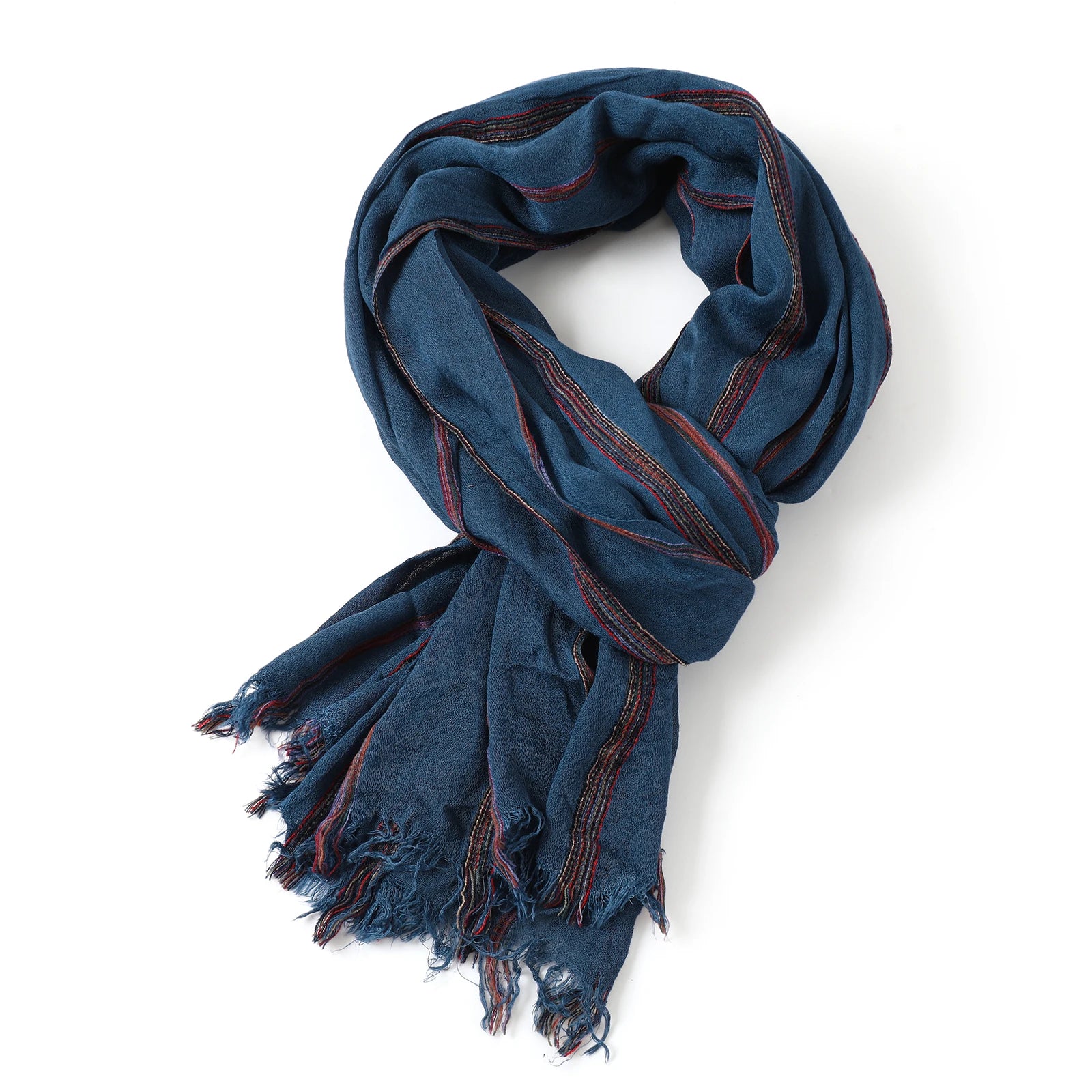 Men's Cotton Linen Striped Shawl Scarf