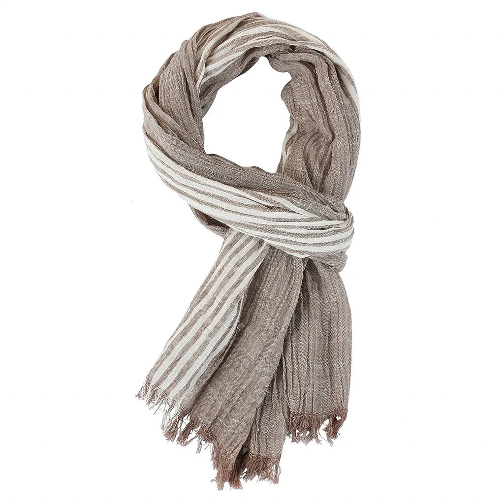 Designer Striped Cotton Linen Scarf | Men's Shawl & Wrap
