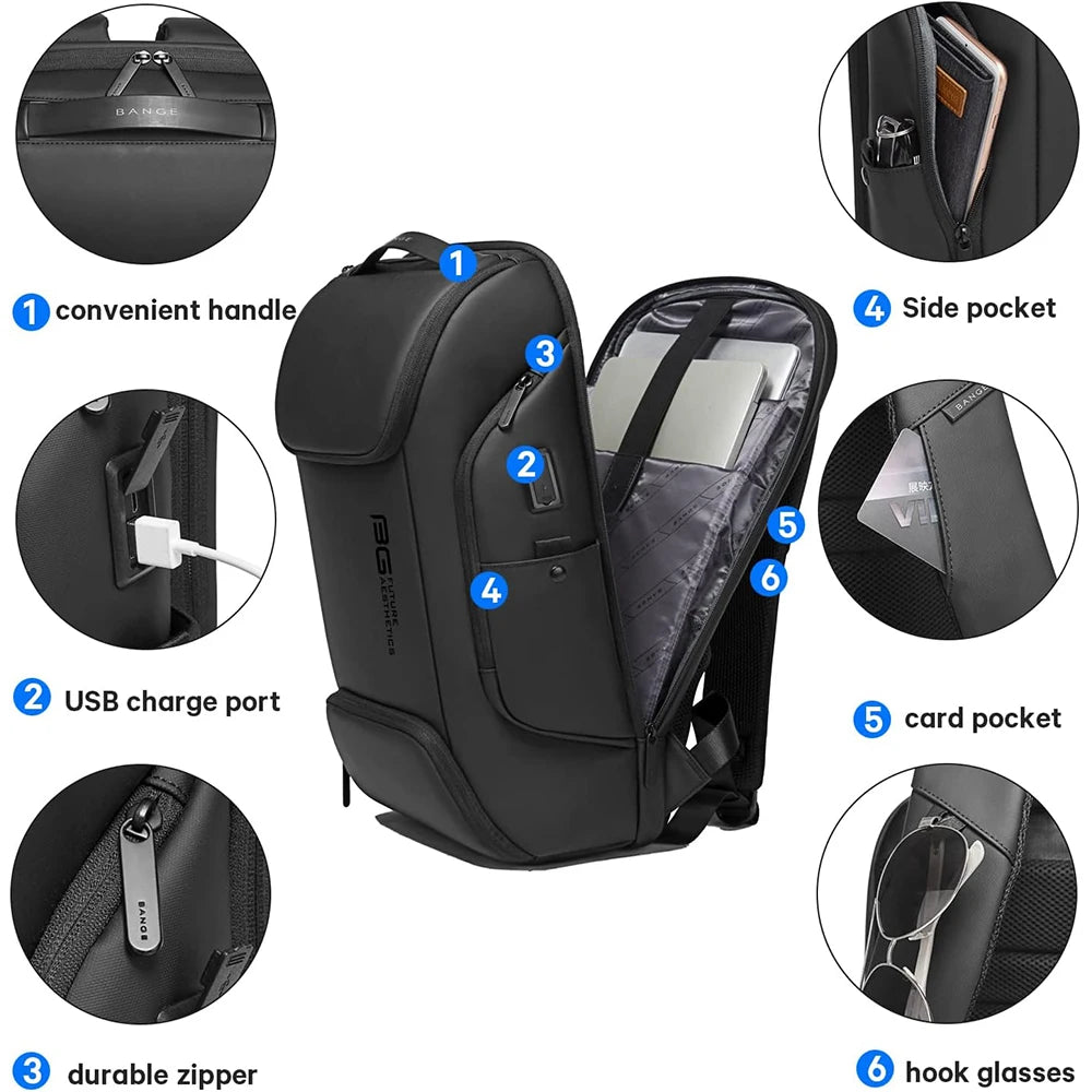 Bange BG-7267 Smart Laptop Backpack – USB Charging, Waterproof, 15.6"