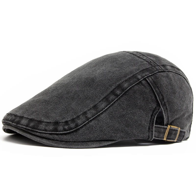 Vintage Cotton Flat Visor Beret — Unisex Adjustable Cap