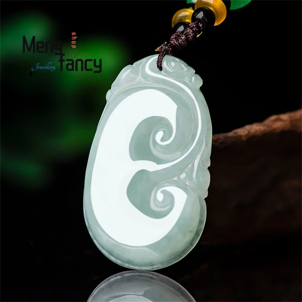 Natural A Goods Jade Ruyi Pendant Ice Jade Pendant Flower Men's Necklace Women's Jade Pendant Luxury Necklace Fashion Jewelry