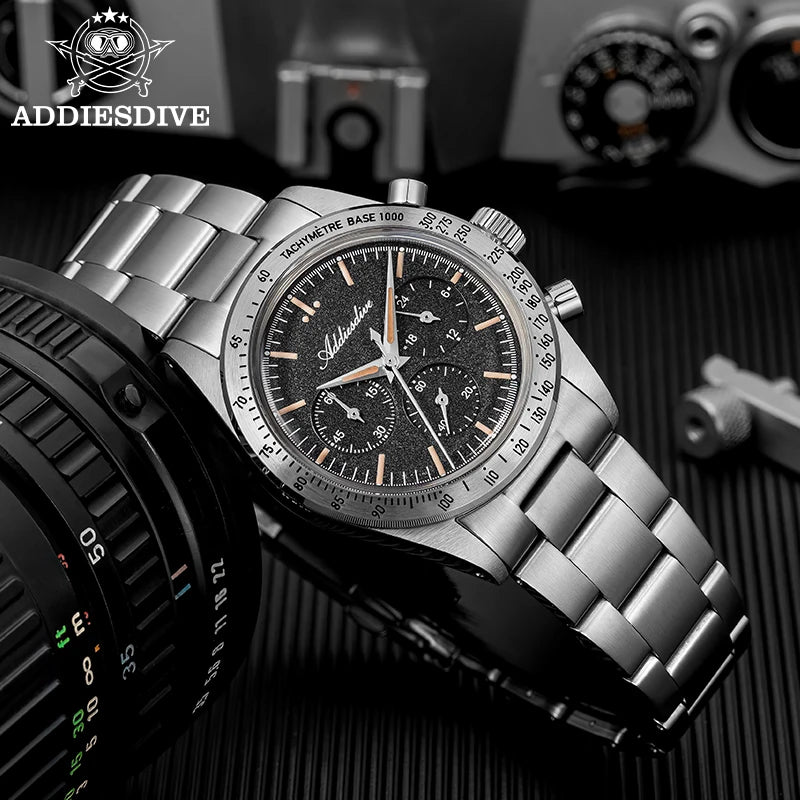 ADDIESDIVE AD2552 Vintage Racing Chronograph Watch | Japanese Quartz | 100M Water Resistant