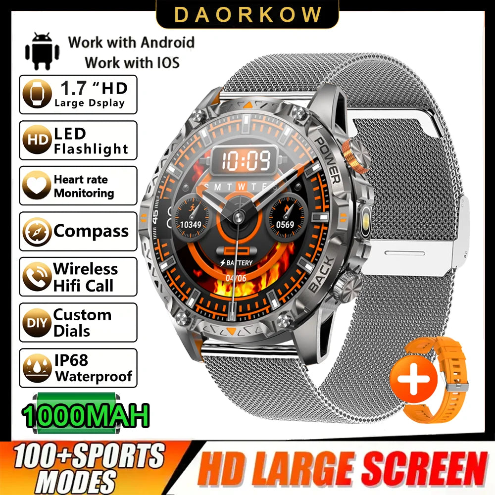 DAORKOW YK16 Smartwatch | 1000mAh, IP68 Swimming, Bluetooth Calling & Alexa