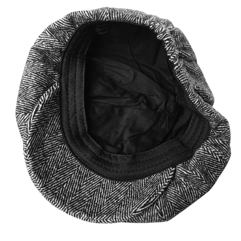 Men's Wool Newsboy Cap | Herringbone Flat Cap